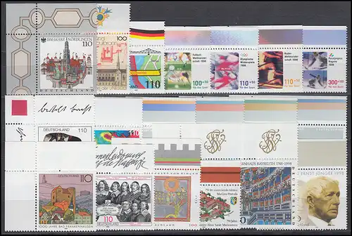 1965-2026 Bund-Jahrgang 1998 kpl. Ecken oben links ** postfrisch