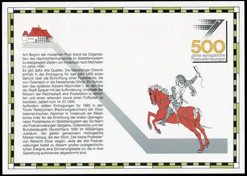 1978 Bulletin commémoratif 1/1990 Liaisons postales internationales, ESSt INNSBRUCK 12.1.90