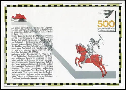 1978 Gedenkblatt 1/1990 Internationale Postverbindungen, ESSt INNSBRUCK 12.1.90