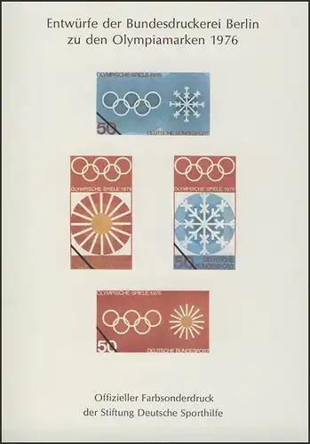 Sporthilfe Sonderdruck Olympiade Montreal II 1976 - vier Enwürfe
