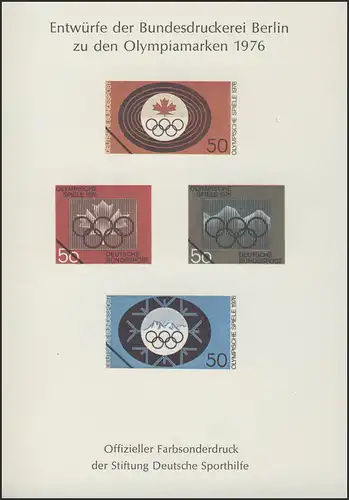 Sporthilfe Sonderdruck Olympiade Montreal I 1976 - vier querformatige Entwürfe