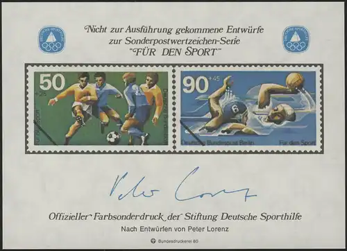Sporthilfe Sonderdruck Entwerfer Lorenz 1980 - Wasserball / Fußball