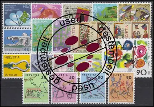 1364-1384 Schweiz-Jahrgang 1988 komplett, gestempelt