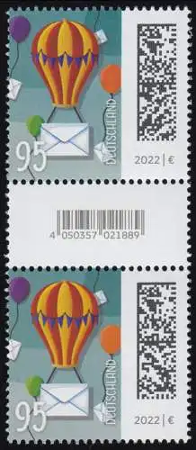 3705 Ballons Post 95 centimes de 200, couple avec n°, champ de code, sans n ° **