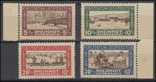 78-81 Rheinnot, vier Werte komplett, gut gezähnter Satz, ** (10 Rp Mangel *)