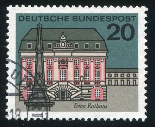 424II Bonn Rathaus mit PLF II Kerbe im Oberrand über DE von DEUTSCHE, Feld 29, O