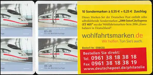 64 La MH Eisenbahn, mit großem, roten Aufkleber / Label, postfrisch **
