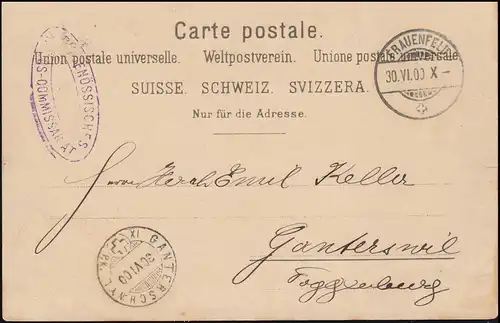 Suisse: Commissariat fédéral à la guerre, FRANÇAISFELD 30.6.1900 sur AK Tell