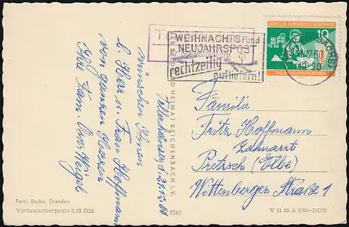 Landpost Tellerhausen / Kreis Schwarzenberg, ZWICKAU (Sachsen) 21.12.1960 sur AK