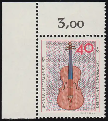784 Wohlfahrt Musikinstrumente 40+20 Pf Geige ** Ecke o.l.