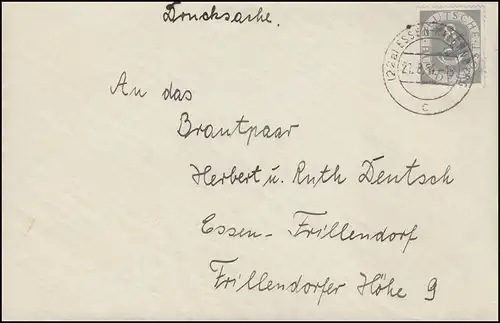127 Posthorn 8 Pfennig sur l'impression ESSEN-KATERNBERG 21.8.1954