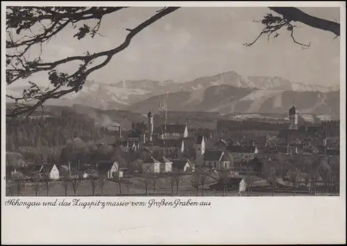 Feldpostkarte BS Flak-Einheit, ALTENSTADT 8.4.1941 auf AK Schongau mit Zugspitze