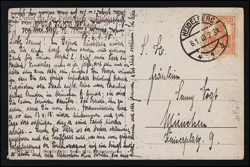 Carte des chansons populaires n° 13 Paul Hey, "Dans la forêt et dans la bruyère" Heidelberg 6.1.18