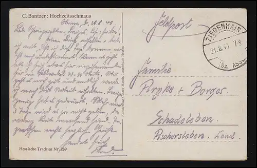 "Hochzeitsschmaus" C. Bantzer Hessische Trachten Nr. 289, Ziegenhain 21.8.1940