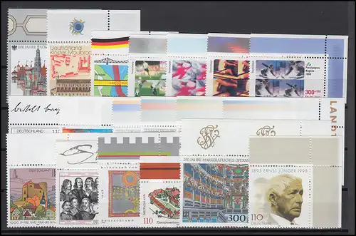 1965-2026 Bund-Jahrgang 1998 kpl. Ecken oben rechts ** postfrisch