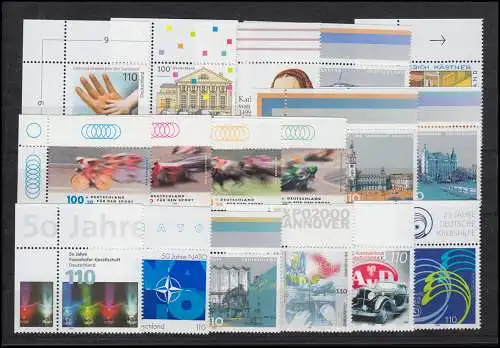 2027-2086 Bund-Jahrgang 1999 kpl. Ecken oben links ** postfrisch