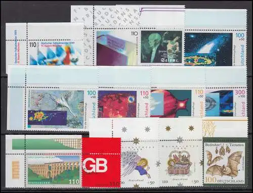 2027-2086 Bund-Jahrgang 1999 kpl. Ecken oben links ** postfrisch