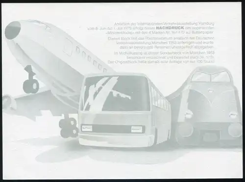 Sonderdruck Verkehrsausstellung München 1953: FAKSIMILE Ministerblock 1979, SSt