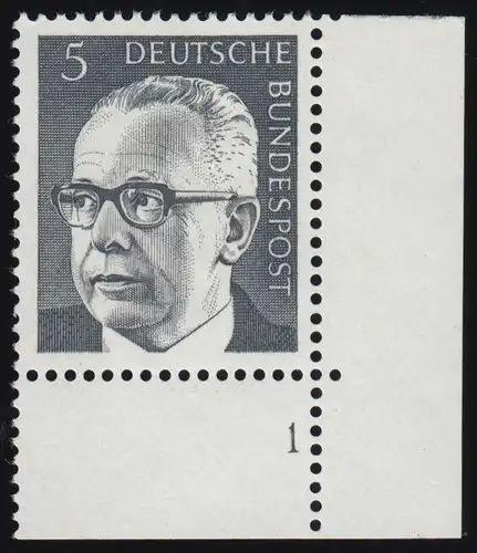635 Gustav Heinemann 5 Pf ** FN1 (dünne Ziffer)
