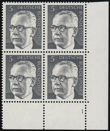 635 Gustav Heinemann 5 Pf ** Vbl FN1 (dünne Ziffer)