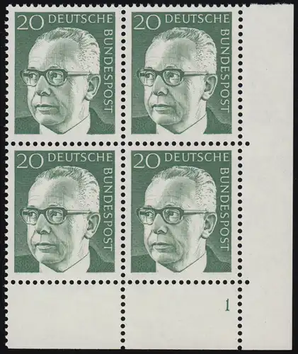 637 Gustav Heinemann 20 Pf ** Vbl FN1