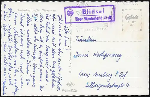 Landpost Blidsel sur WESTERLAND vers 1960 sur AK Westerland / Waddenmeer