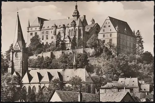 Landpost 16 Lenderscheid über TREYSA 7.9.1955, AK Marburg/Lahn Schloss Südseite