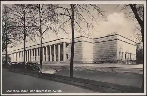 Landpost Bernbach über KAUFBEUREN SSt 1937 AK München Haus der deutschen Kunst