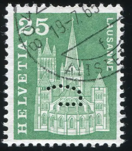Schweiz Firmenlochung/Perfin 700 Kathedrale von Lausanne, ZÜRICH 19.7.1965