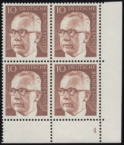 636 Gustav Heinemann 10 Pf ** Vbl FN4