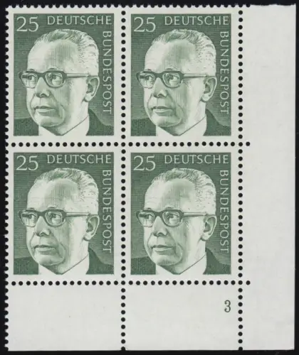 689 Gustav Heinemann 25 Pf ** Vbl FN3