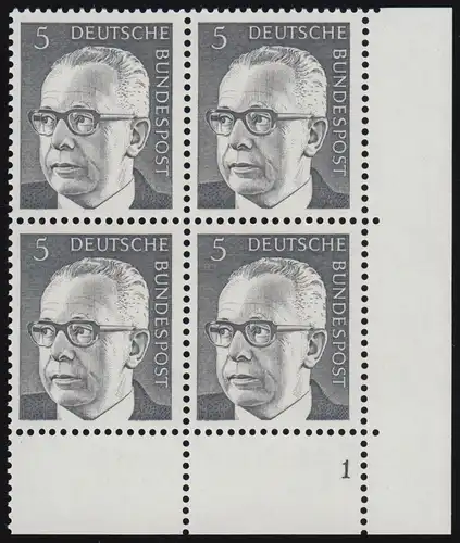 635 Gustav Heinemann 5 Pf ** Vbl FN1 (dicke Ziffer)