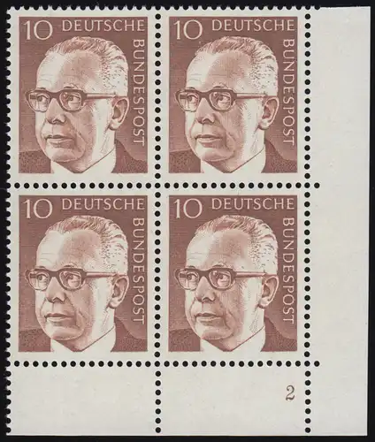 636 Gustav Heinemann 10 Pf ** Vbl FN2