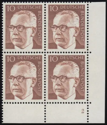 636 Gustav Heinemann 10 Pf ** Vbl FN2