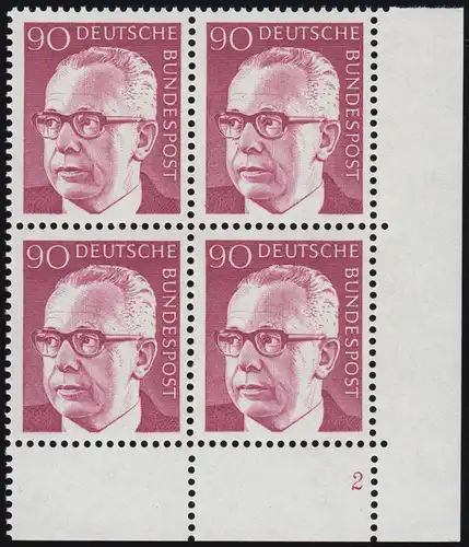 643 Gustav Heinemann 90 Pf ** Vbl FN2