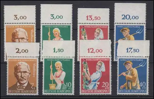 297-300 Wohlfahrt 1958 - zwei OR-Sätze durchgezähnt / nicht dgz. - postfrisch **