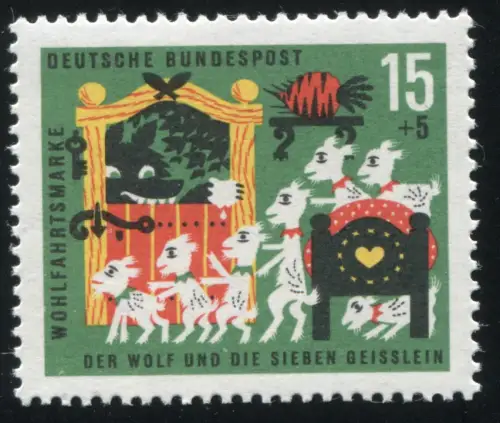 409 Wofa 15 Pf mit PLF Einkerbung links über OH von WOHLFAHRTSMARKE, Feld 5 **