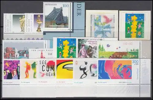 2087-2155 Bund-Jahrgang 2000 Ecken unten rechts komplett, postfrisch **