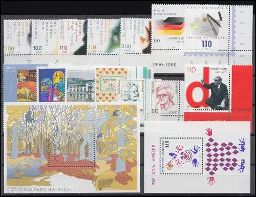 2087-2155 Bund-Jahrgang 2000 Ecken unten rechts komplett, postfrisch **
