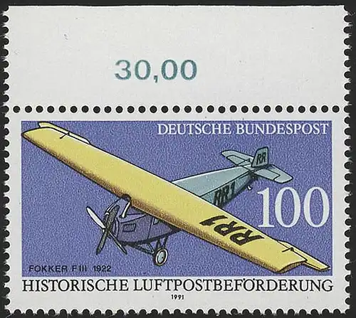 1524 Luftpostbeförderung 100 Pf ** Oberrand