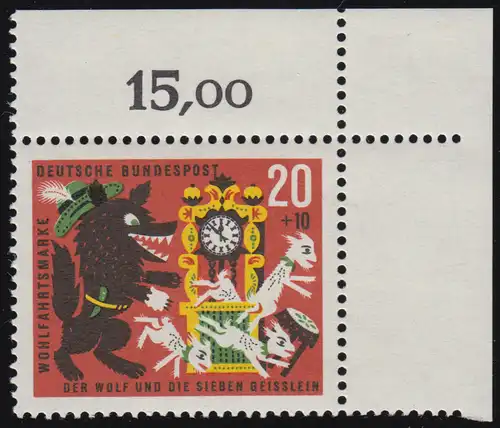 410 Wohn Grimm 20+10 Pf Sept petits morceaux ** coin o.r. de préhension 8-dg