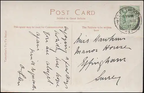 Angleterre Heure Céleste de l'Humour-AK: Couple en avion, FLEETWOOD 9.3.1912