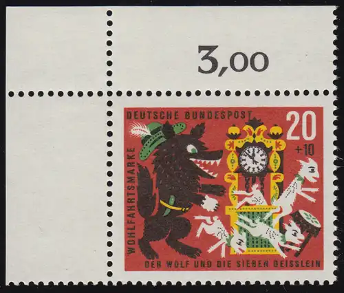 410 Wohn Grimm 20+10 Pf Sept petits morceaux ** coin o.l. inclinaison dg-dg