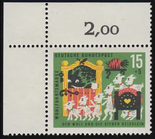 409 Wohn Grimm 15+5 Pf Sept petits morceaux ** coin o.l. inclinaison 8-dg