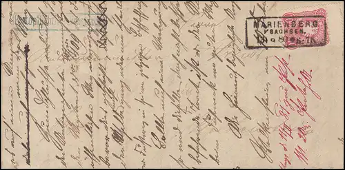 Affaire de service public 10 Pfennig avec Steg MARIENBERG (Sachsen) 13.9.1880