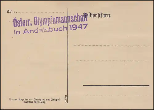 Équipe olympique d'Oester dans le livre d 'Andel Stu. Saut d\'ouverture 18.12.1947 Carte