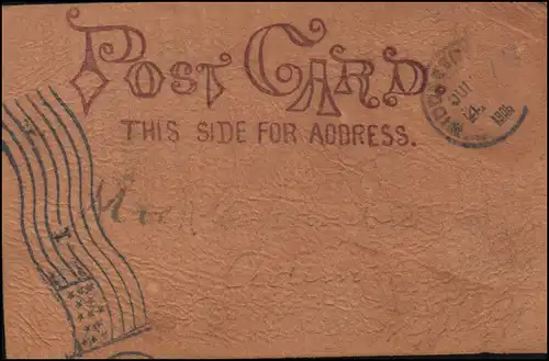 USA: Carte postale en cuir sans caractère franc, MIDDLETOWN N.Y. 1906