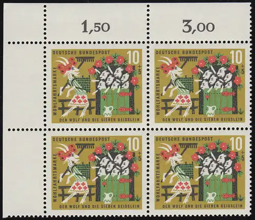 408 Wohn Grimm 10+5 Pf Sept petits morceaux ** Eck Vbl o.l. Doublure 8-dg