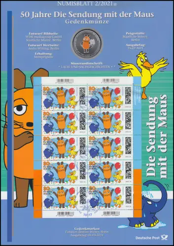 3596 50 Jahre Die Sendung mit der Maus - Numisblatt 2/2021