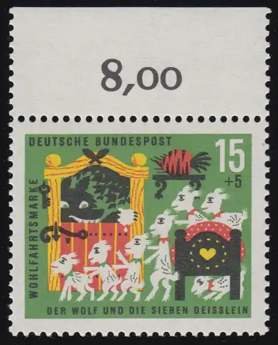 409 Wohlfahrt Grimm 15+5 Pf Sieben Geißlein ** Oberrand